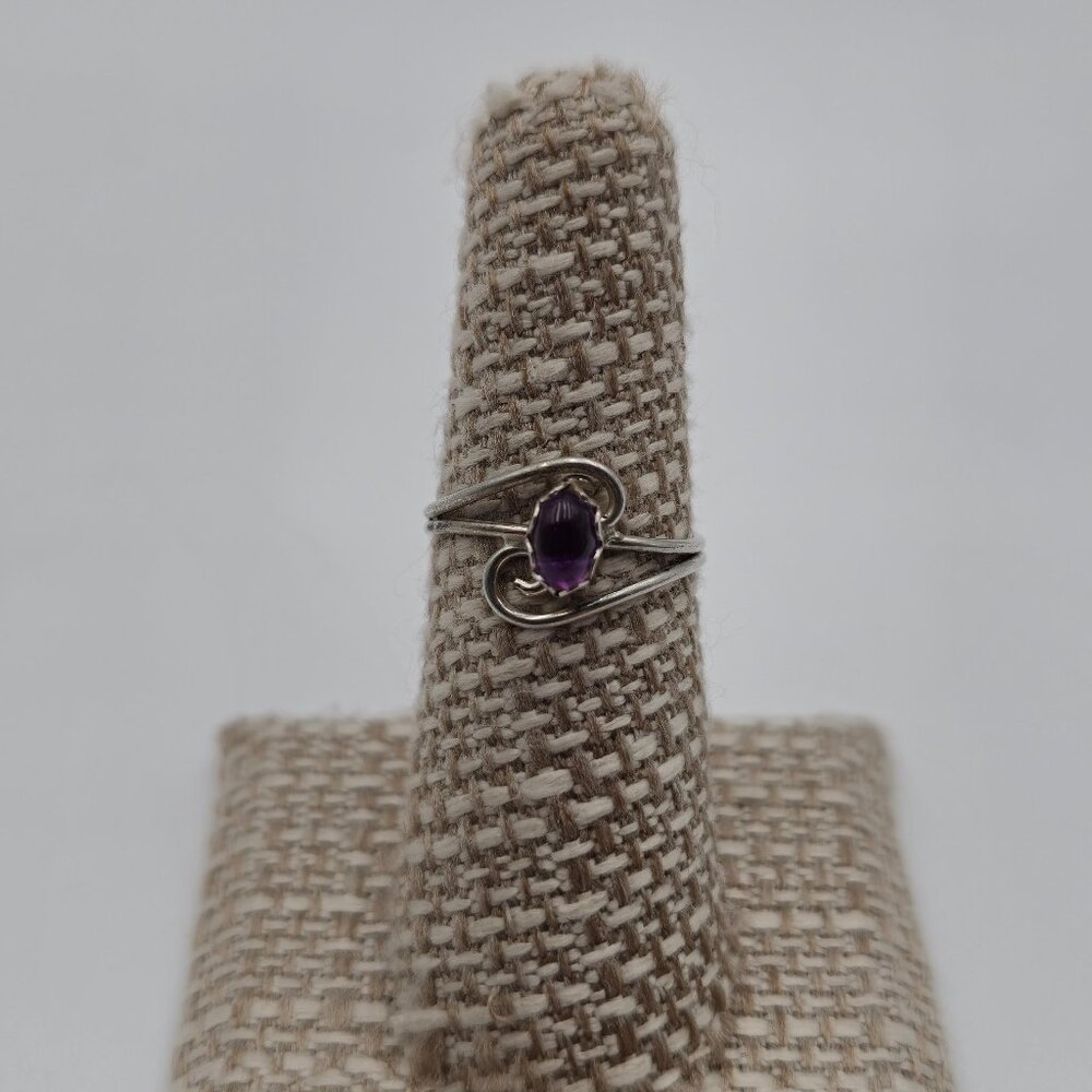 Size 6.25 Sterling Silver Handmade Amethyst Stone Ring A3389